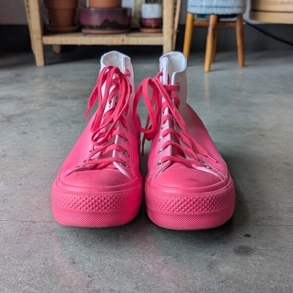 Converse All Star Chuck Taylor White Pink Ombre Gradient High Top Sneakers - Picture 2 of 13